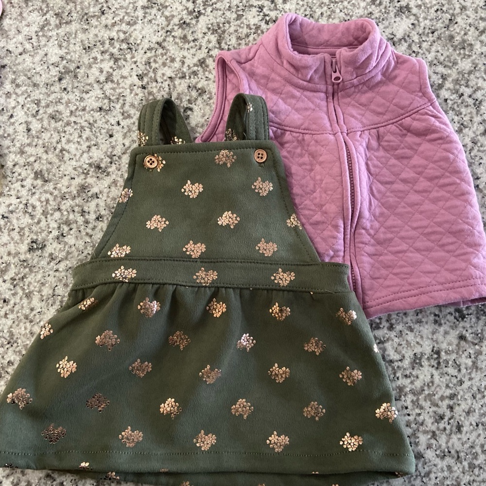 Infant girl dress and vest set